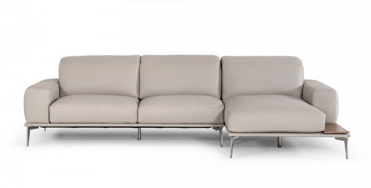 Estro Salotti Villeneuve Modern Light Grey Italian Leather Sectional Sofa