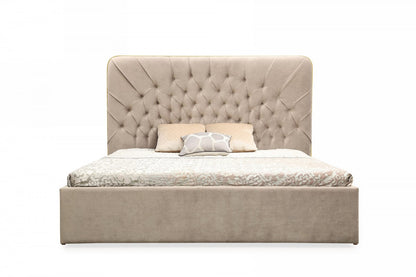 Modrest Moontide - Glam Beige Velvet and Brushed Brass Bedroom Set