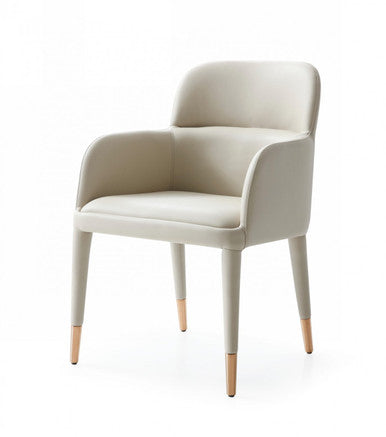 Modrest Cortina Modern Beige Eco-Leather Dining Arm Chair