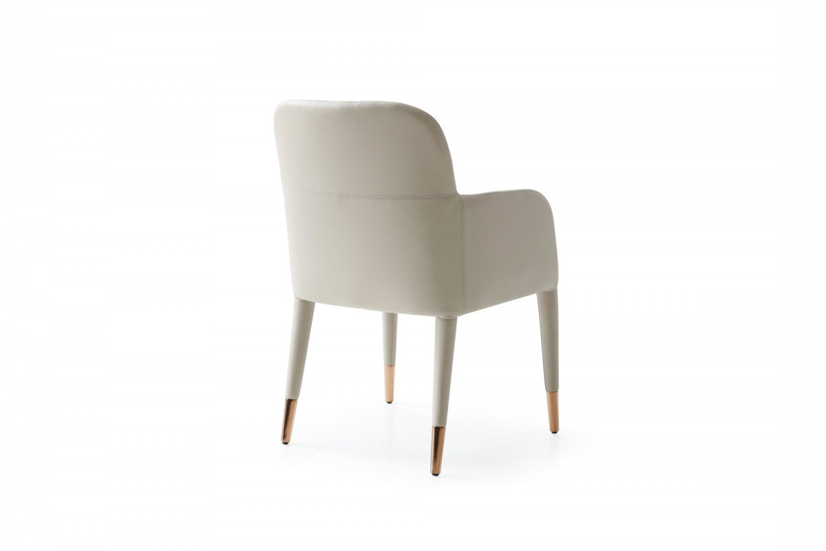 Modrest Cortina Modern Beige Eco-Leather Dining Arm Chair