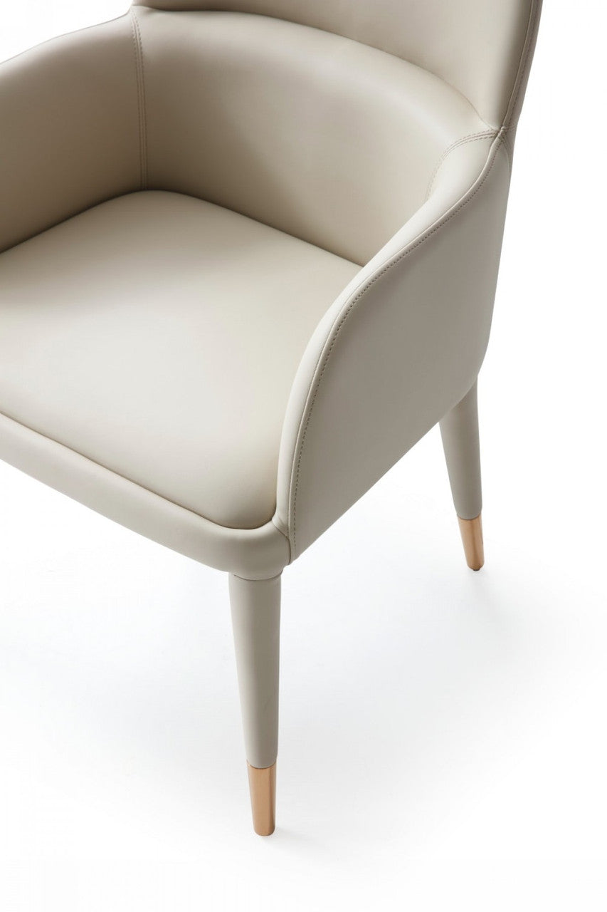 Modrest Cortina Modern Beige Eco-Leather Dining Arm Chair