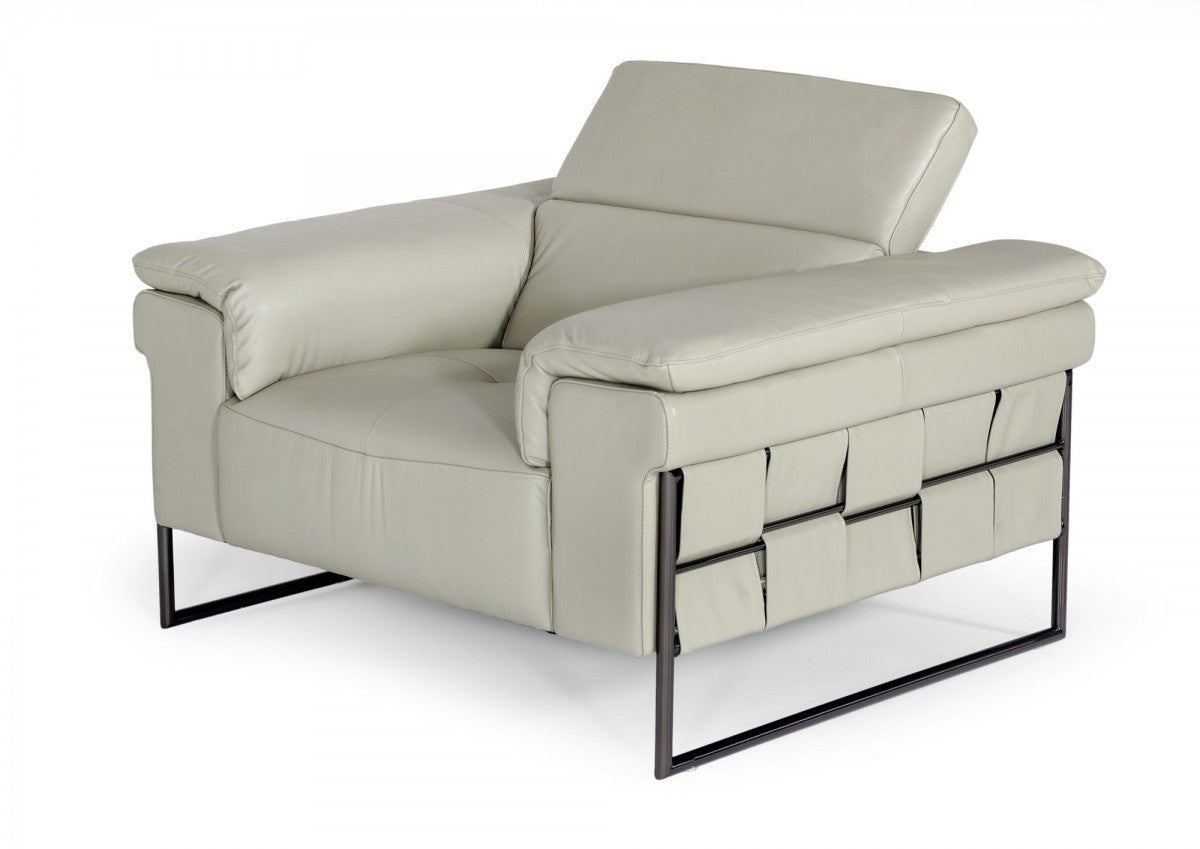 Divani Casa Shoden Modern Light Grey Leather Chair