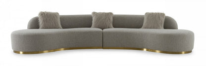 Divani Casa Frontier - Glam Grey Fabric Curved Sectional Sofa
