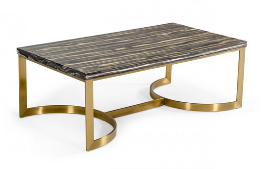 Modrest Greely Glam Black and Gold Marble Coffee Table