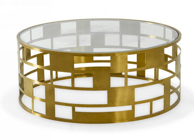 Modrest Kudo - Glam Clear Glass and Gold Glass Coffee Table