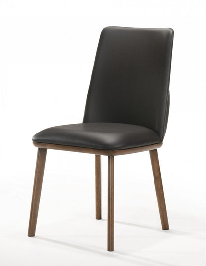 Modrest Utah Modern Walnut and Brown Eco-Leather Dining Chair- Set of 2