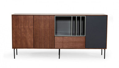 Modrest Ackley Modern Walnut, Grey and Charcoal Buffet