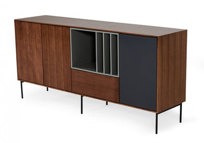 Modrest Ackley Modern Walnut, Grey and Charcoal Buffet
