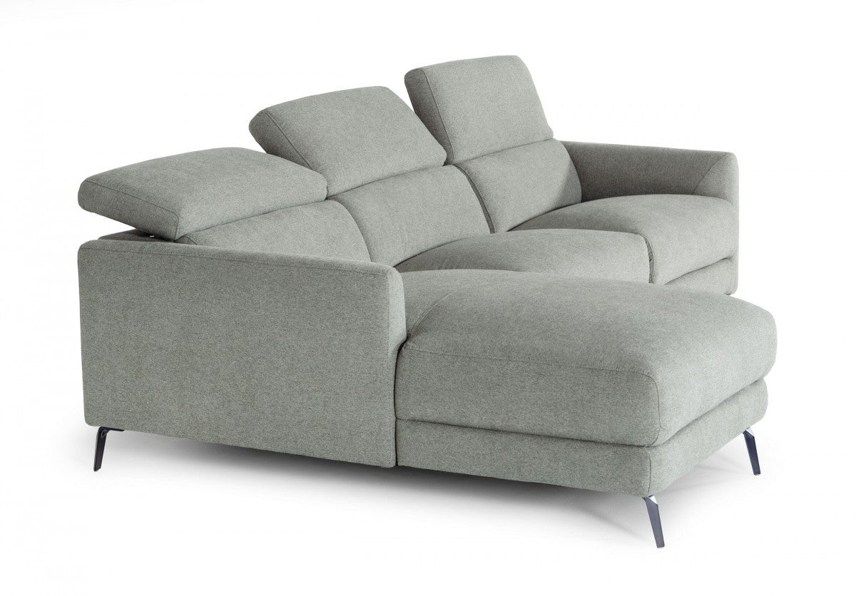Divani Casa Lupita Modern Grey Fabric Sectional with Left Facing Chaise