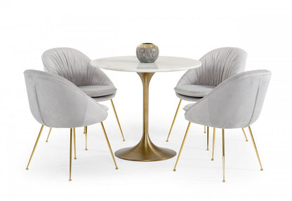 Modrest Collins - Glam White Marble & Gold Dining Table