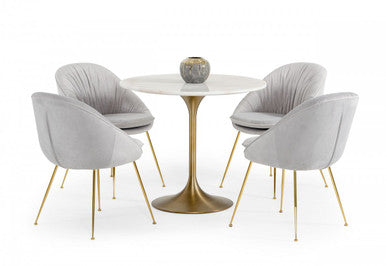 Collins Glam White Marble and Gold Dining Table