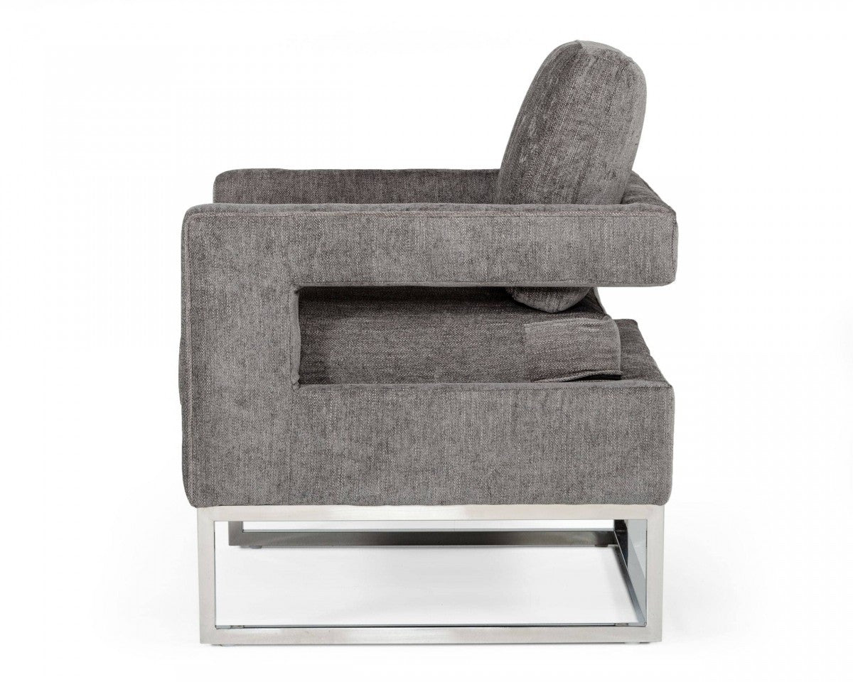 Modrest Edna Modern Dark Grey Fabric Accent Chair
