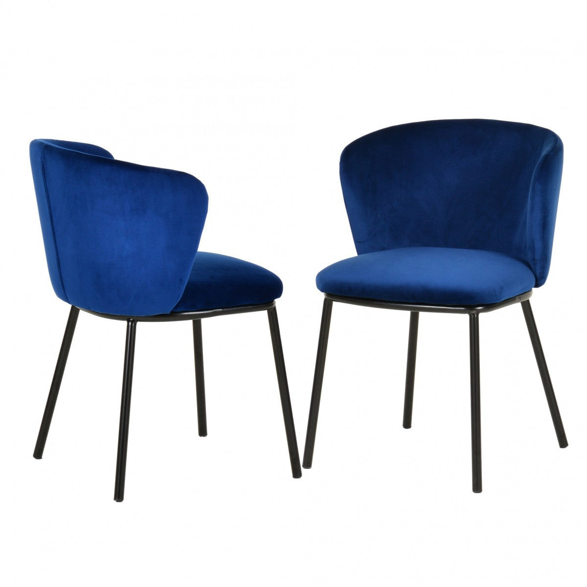 Modrest Bessie Modern Blue Velvet Dining Chair (Set of 2)
