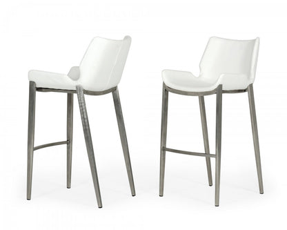 Modrest Dave Modern White Leatherette Bar Stool (Set of 2)