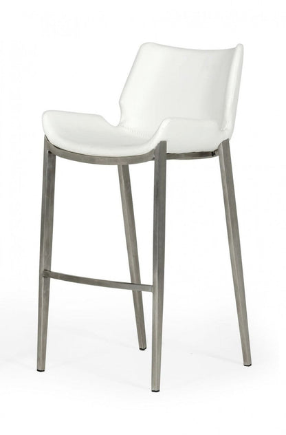 Modrest Dave Modern White Leatherette Bar Stool (Set of 2)
