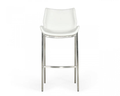 Modrest Dave Modern White Leatherette Bar Stool (Set of 2)