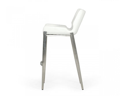 Modrest Dave Modern White Leatherette Bar Stool (Set of 2)