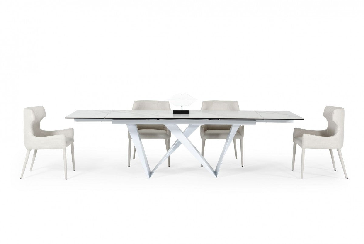 Modrest Fritz Modern White Ceramic Dining Table