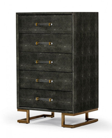 Modrest Howard Modern Shagreen Grey Leatherette & Gold Chest