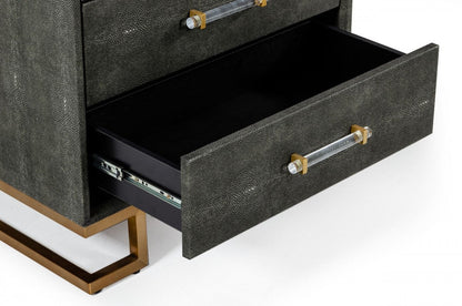 Modrest Howard Modern Shagreen Grey Leatherette & Gold Chest