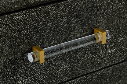 Modrest Howard Modern Shagreen Grey Leatherette & Gold Chest