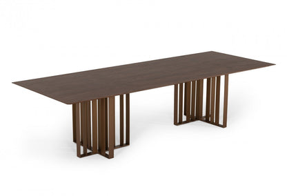 Modrest Livia Modern Wenge & Gold Stainless Steel Dining Table