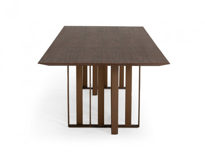 Modrest Livia Modern Wenge & Gold Stainless Steel Dining Table