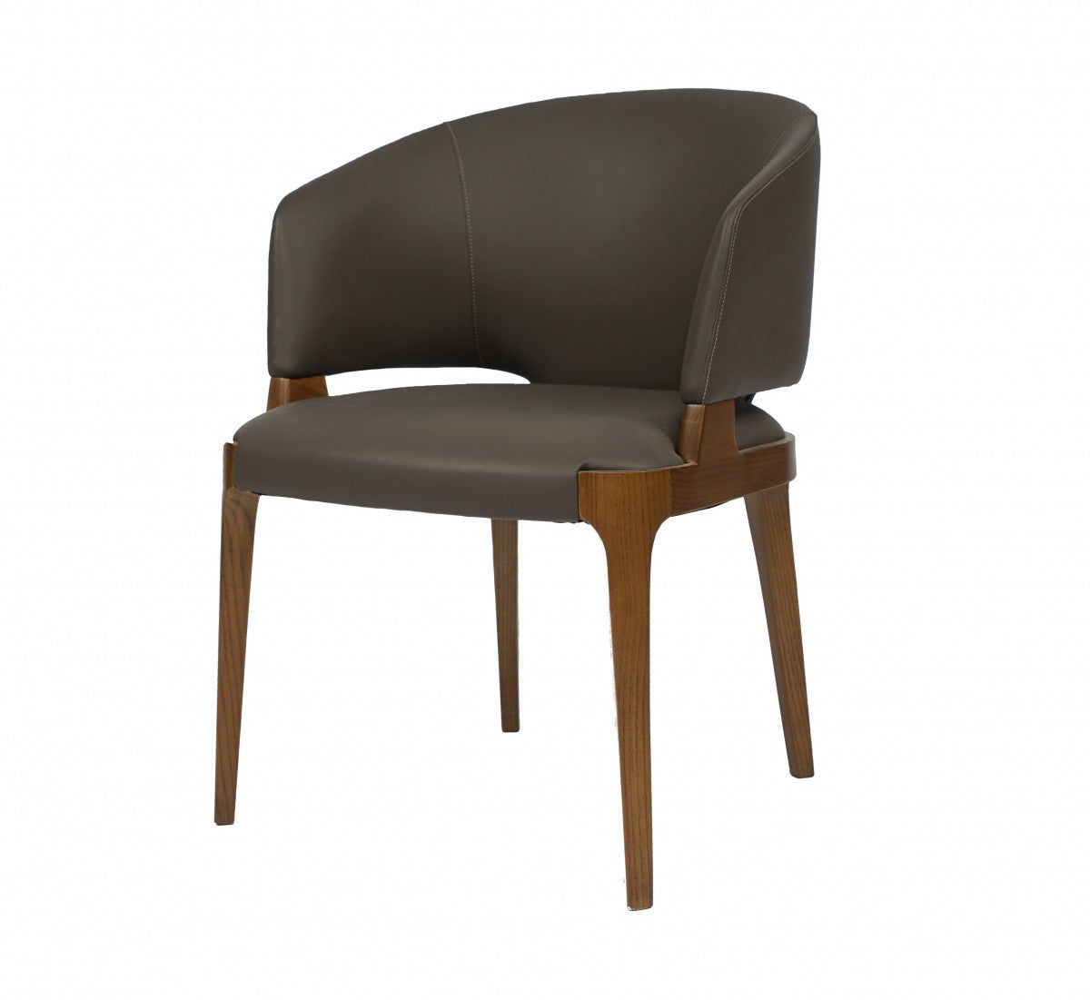 Modrest Baskin Brown and Walnut Arm Dining Chair