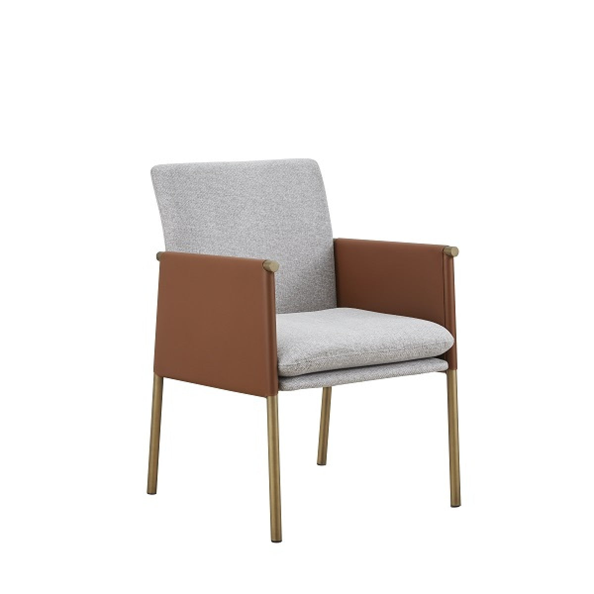 Modrest Pettit - Modern White & Brass Arm Dining Chair
