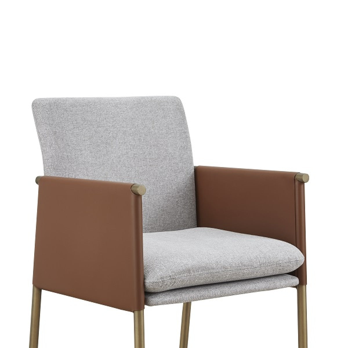 Modrest Pettit - Modern White & Brass Arm Dining Chair
