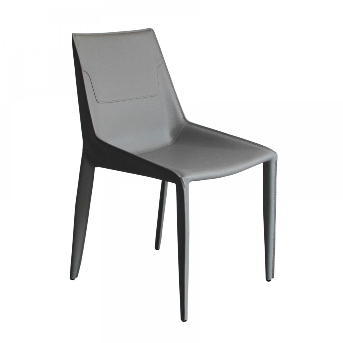 Modrest Halo - Modern Light Grey Saddle Leather Dining Chair Set of Two