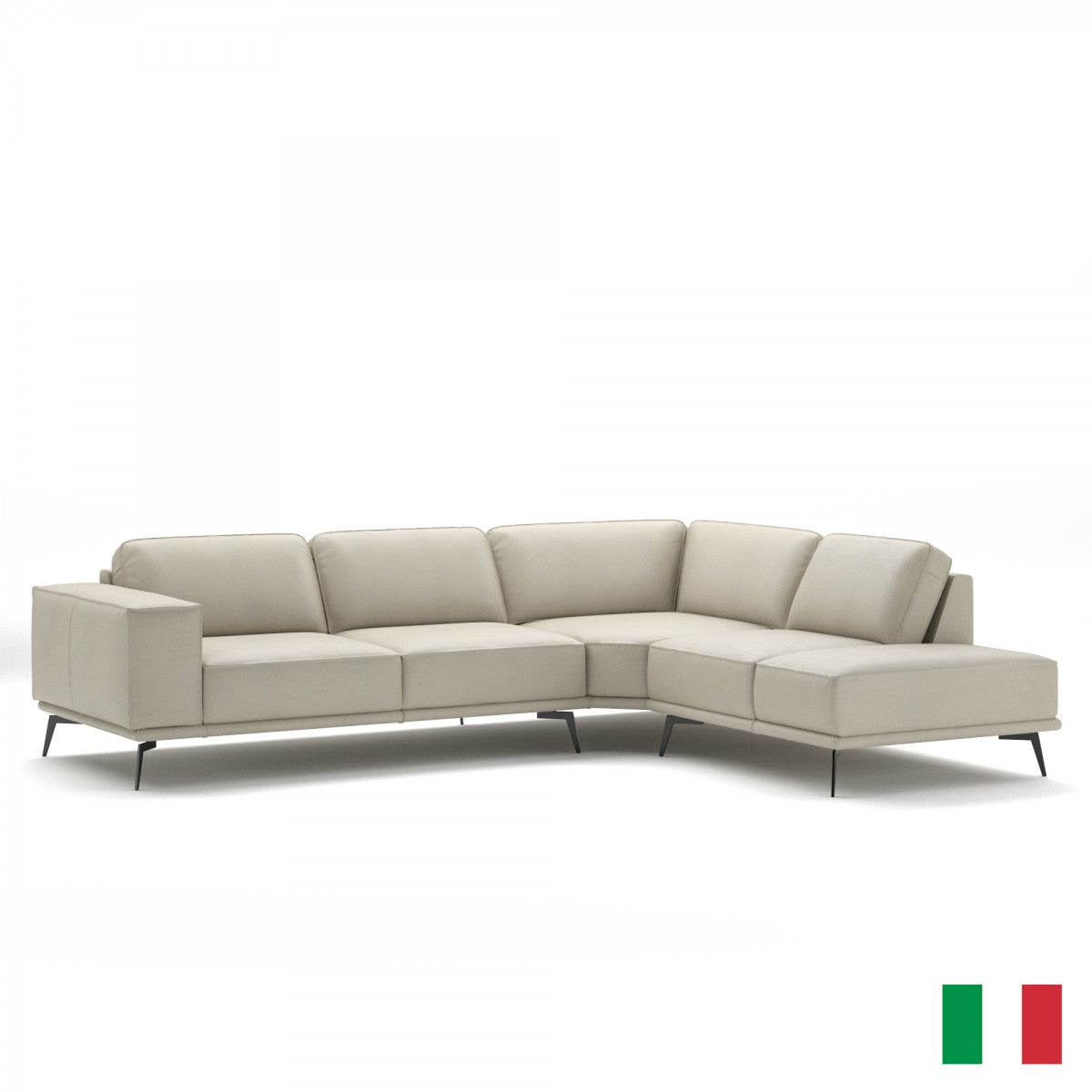 Coronelli Collezioni Soho - Italian RAF Light Grey Leather Sectional Sofa