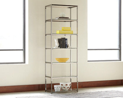 Kate 6-Shelf Bookcase – Black Nickel Finish for Sophisticated Storage and Contemporary Display Elegance