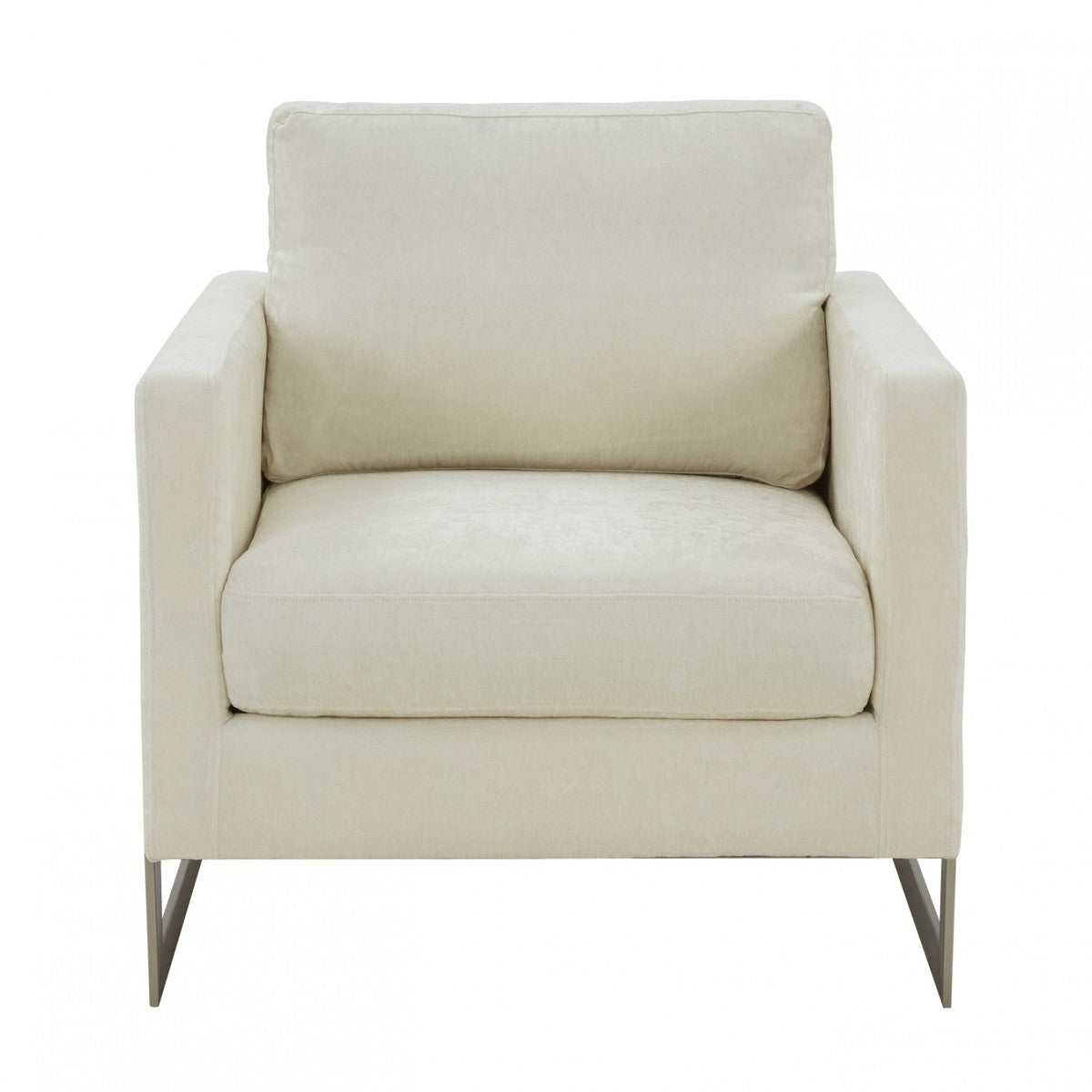 Modrest Prince - Contemporary Off White Fabric and Silver Accent Chair
