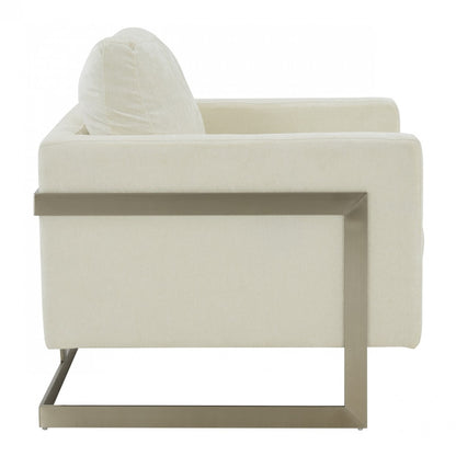 Modrest Prince - Contemporary Off White Fabric and Silver Accent Chair