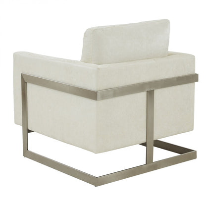 Modrest Prince - Contemporary Off White Fabric and Silver Accent Chair