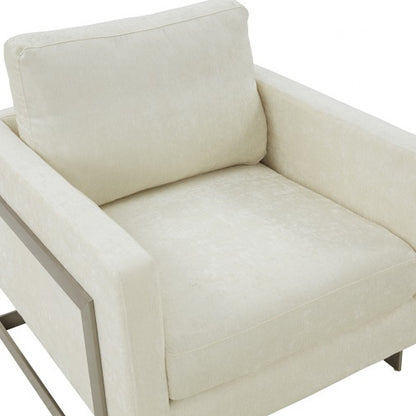 Modrest Prince - Contemporary Off White Fabric and Silver Accent Chair