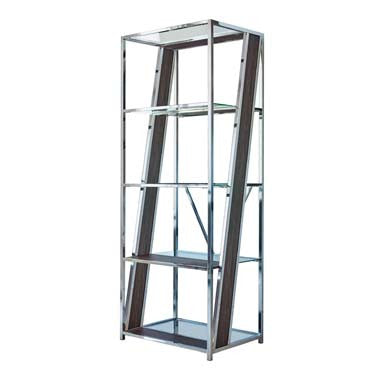 Alamosa 4-Tier Bookcase With Glass Shelf Chrome
