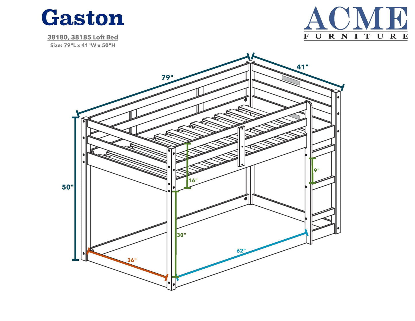 ACME Gaston Gray Loft Bed