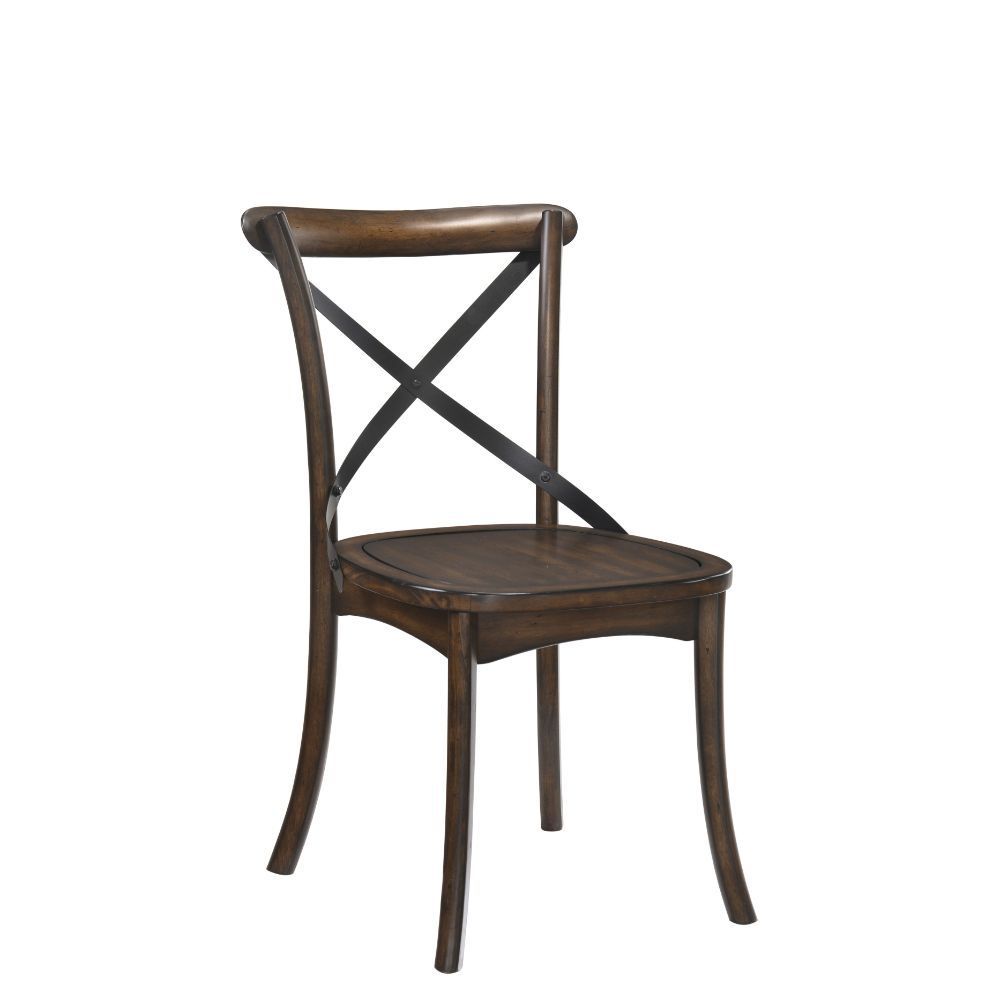 ACME Kaelyn Side Chair (Set-2) in Dark Oak & Black