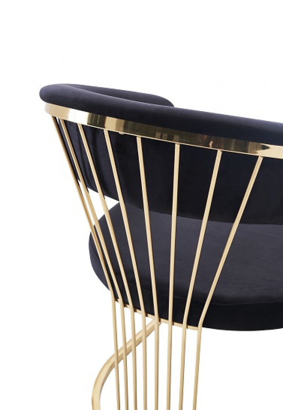 Modrest Linda - Modern Black Velvet and Gold Dining Chair