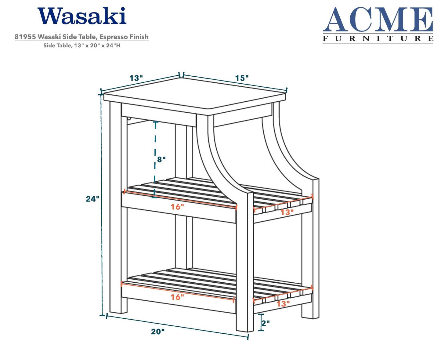 ACME Wasaki Side Table in Espresso