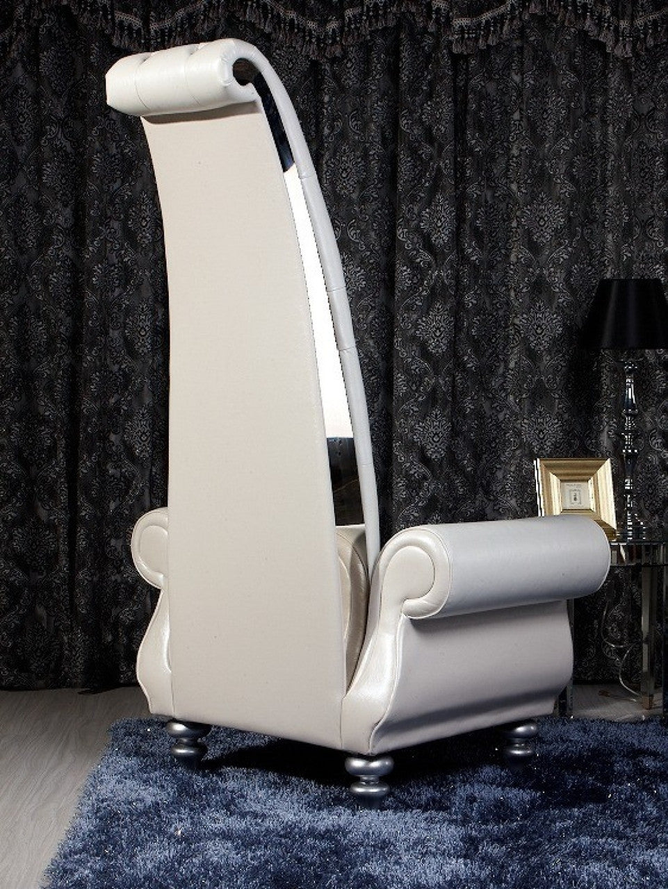 Divani Casa Luxe - Neo-Classical Pearl White Italian Leather Tall Chair