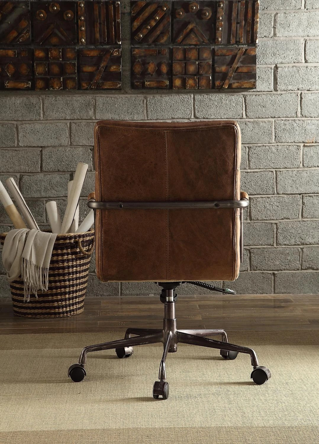 ACME Harith Office Chair in Retro Brown Top Grain Leather