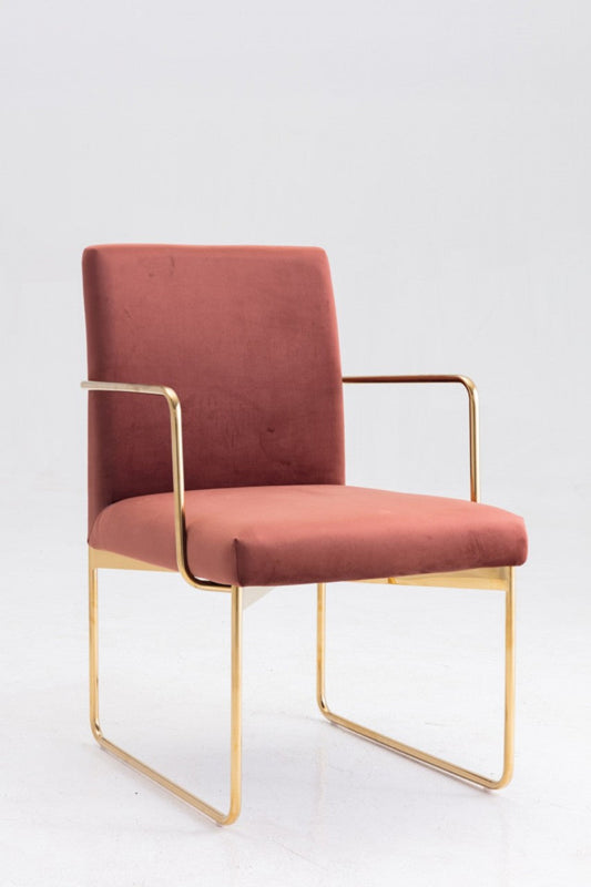 Modrest Thelan Modern Salmon Fabric & Gold Dining Chair