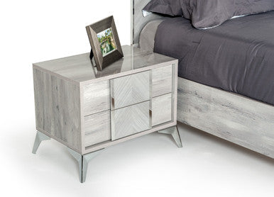 Nova Domus Alexa Italian Modern Grey Nightstand – Sleek 2-Drawer Contemporary Bedside Table