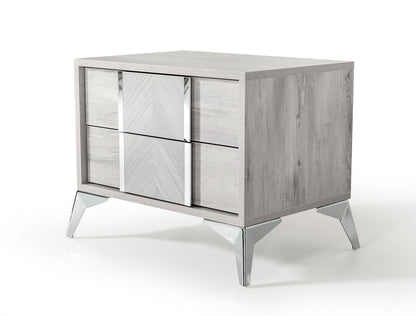 Nova Domus Alexa Italian Modern Grey Nightstand – Sleek 2-Drawer Contemporary Bedside Table