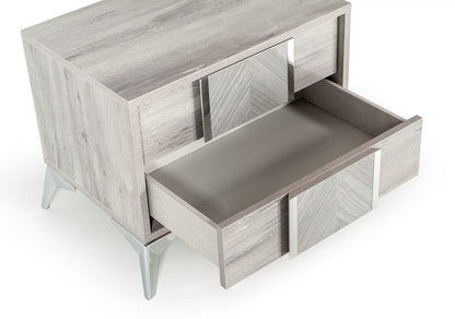 Nova Domus Alexa Italian Modern Grey Nightstand – Sleek 2-Drawer Contemporary Bedside Table