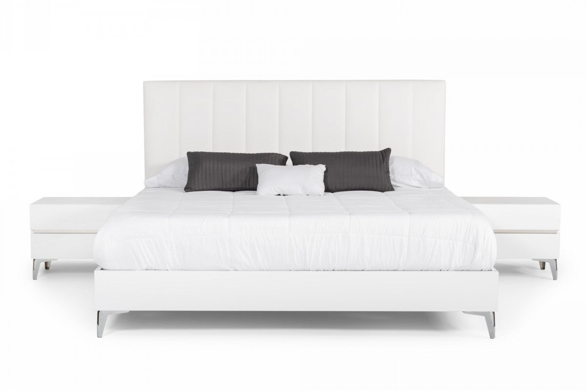 Nova Domus Angela Italian Modern White Eco Leather Bedroom Set