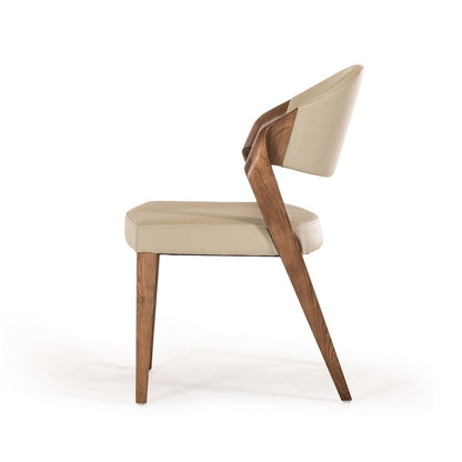 Modrest Arlo Mid-Century Beige & Walnut Dining Chair (Set of 2)